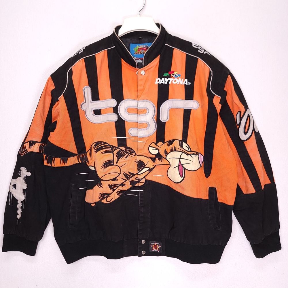 Vintage Disney 2006 Tigger Daytona Racing Jacket JH Design Mens 4XL Orange Black